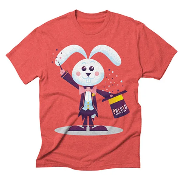 Red kids' t-shirt printed with the Presto Magic Club rabbit